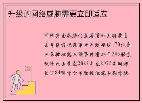 升级的网络威胁需要立即适应 