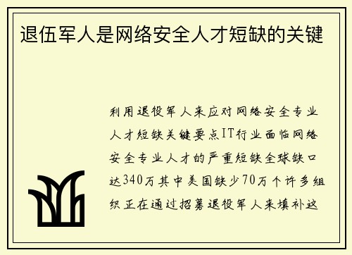 退伍军人是网络安全人才短缺的关键 