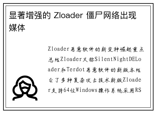 显著增强的 Zloader 僵尸网络出现 媒体